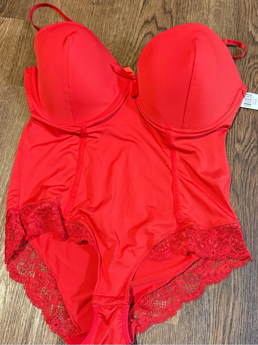 Cosmopolitan Vibrant Red Lace-Trim Shaping Bodysuit